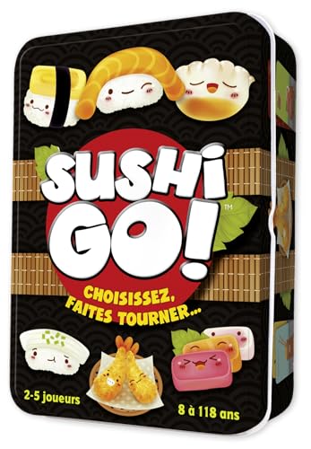 Asmodee - Sushi GO! - Gourmand Kartenspiel fuer Kinder ab 8 Jahren - Gesellschaftsspiel und Stimmungsspiel Koenig der Sushi - kleines Format Reisespiel - 2 bis 5 Spieler - 15 Minuten - franzoesische