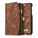 Wallet Phone Case Card Holder Detachable Magnetic Slim Case with Zipper Storage , Brown , For 4.7 inches (iPhone 6/6S)