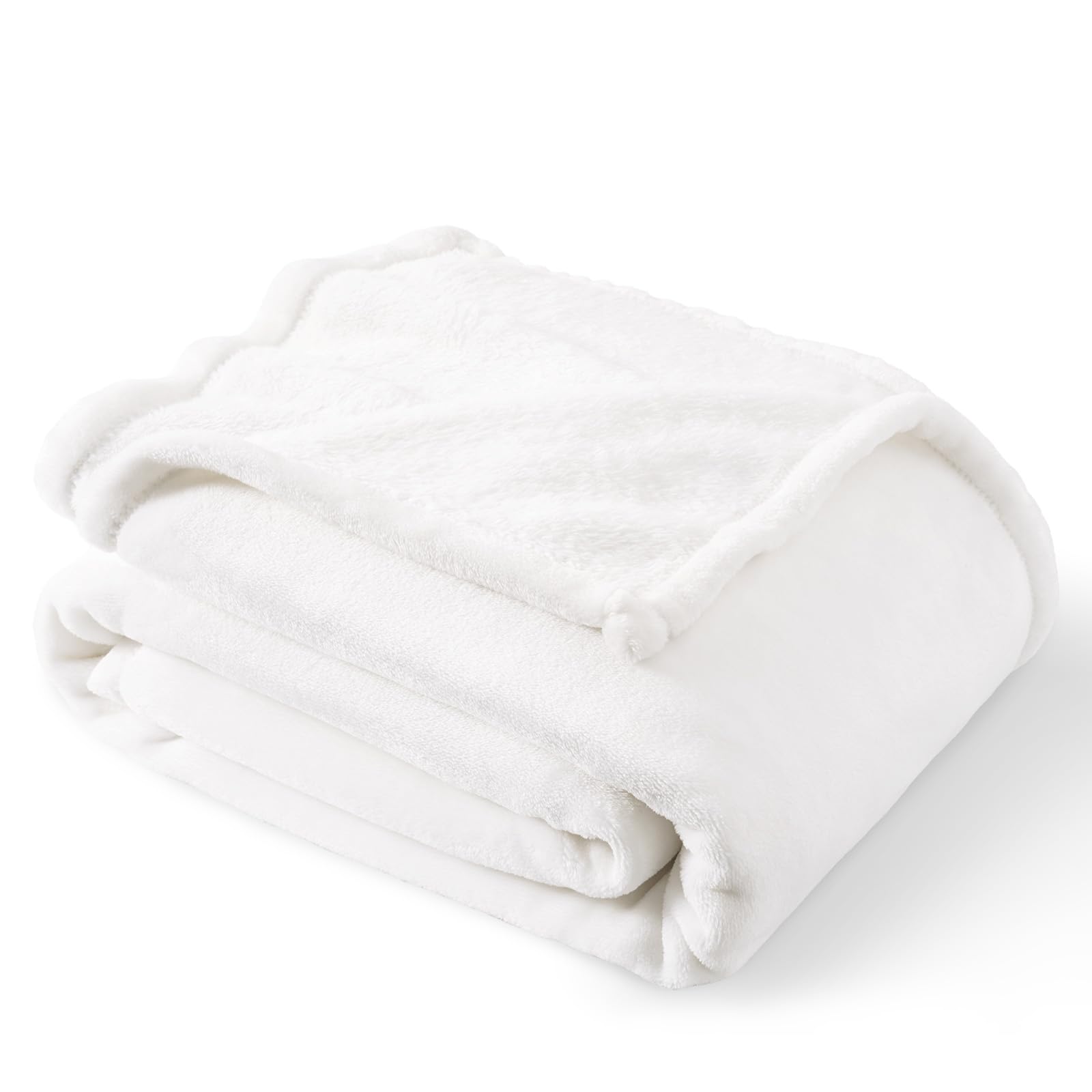 PHF Ultra Soft Fleece Blanket Double Size 150 x 200cm, No Shed No Pilling Luxury Plush Cozy Flannel 280GSM Lightweight Throw Blanket for Bed, Couch, Chair, Sofa Suitable for All Season, White — image 1