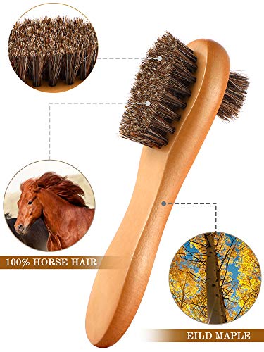 Youngjoy 4 Pieces Horsehair Shine Shoes Brush kit Polish Dauber Applicators (D)