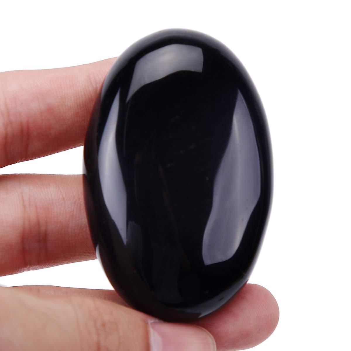 Lovionus89 Black Obsidian 60mm Crystal Palm Stone - Polished Semi-Precious Worry Stone for Anxiety Relief, Meditation, Stress, Healing Crystals โ image 1