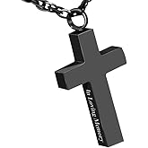 Cremation Cross Necklace for Ashes Stainless Steel Cross Urn Necklace Ashes Holder Memorial Jewelry-In Loving Memory