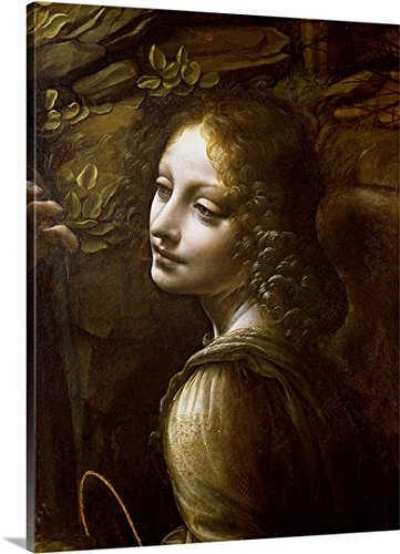 Leonardo da Vinci Premium Thick-Wrap Canvas Wall Art Print entitled Detail of the Angel, from The Virgin of the Rocks 18"x24"