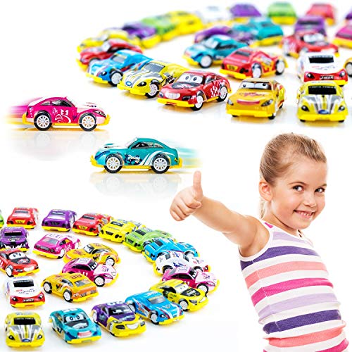 Faliilove Pull Back Cars, 36 Pack Mini Race Cars Toys Assorted Play Vehicles for Preschool Toddlers Boys & Girls Birthday Party Favors for Kids Gifts | Cake Topper Decorations | Easter Egg Fillers