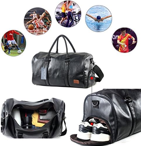 Weekender Oversized Travel Duffel Bag With Shoe Pouch, Leather Carry On Bag 5 Weekender Oversized Travel Duffel Bag With Shoe Pouch, Leather Carry On Bag