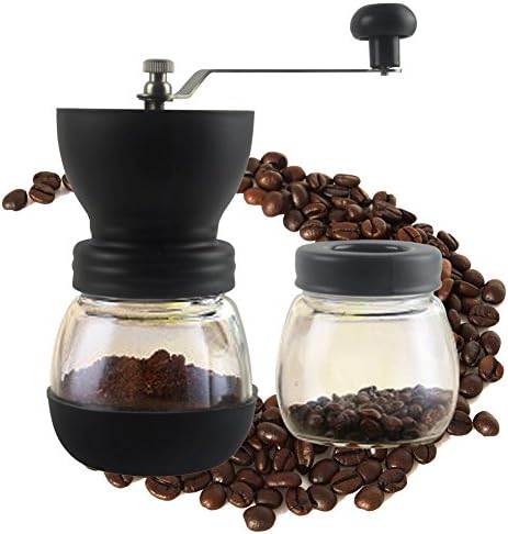 Coffee Burr Grinder, TopEUR Manual Coffee Grinder Mill Ceramic Burr Hand-crank Coffee Mill with Glass Container