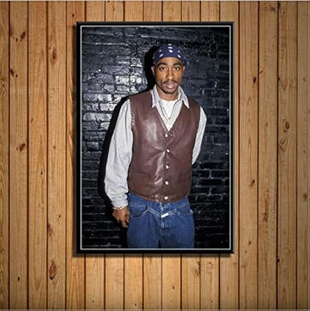 Haoxinbaihuo Tupac Shakur 2pac Outlaw Rap Music Rapper Star Hip Hop Art Painting Silk Canvas Poster Wall Home Decor 40 60cm No Frame Amazon Co Uk Kitchen Home