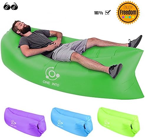 One Into Inflatable Lounger Air Sofa with Portable Package for Travelling, Indoor or Outdoor Gift for Backyard Lakeside Beach Traveling Air Lounger for Use or Inflatable Lounge for Camping Picnics