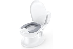 HOMFAN Potty Training Toilet for Baby, Realistic Potty Training Toilet with Soft Seat,Realistic Flushing Sound,Removable Pot,Storage Tank,Toilet Paper Holder,Splash Guard,Non-Slip for Toddler