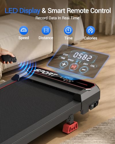 15% Incline Under Desk Walking Pad Treadmill with Vibration 10KM/H 3.0HP | Under Desk Treadmills with 8 Speed Levels 120KG Capacity Quiet Compact Portable Design with Remote Control & Led Display