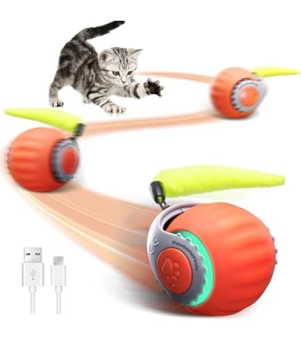 thumbnail image 2 of ZYKORNIUM Interactive Cat Ball Toy, Automatic Moving Smart Ball, USB Rechargeable 2 of 9