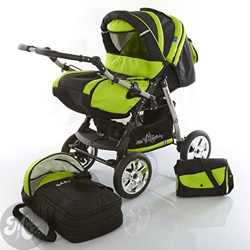 Milk Rock Baby Star Cruiser 2 in 1 Pram Combi Stroller & Pushchair (rain cover, mosquito net, 30 colors) 19 Frogger Black