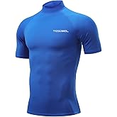 Tesuwel Mens Rash Guard Long Sleeve Swim Shirts for Men UPF 50+ UV Protection Compression Short Sleeve Water Shirts Quick Dry