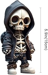 Pipihome Skeleton Figurines Skull Ornament Statue Halloween Decor Resin 13.5cm view 3