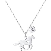 MONOOC Valentines Gifts for Kids Her Girls - Horse Necklace Gifts for Girls Horse Jewelry Necklaces Heart Initial Necklace Valentines Gift for Kids Her Teen Girl Women