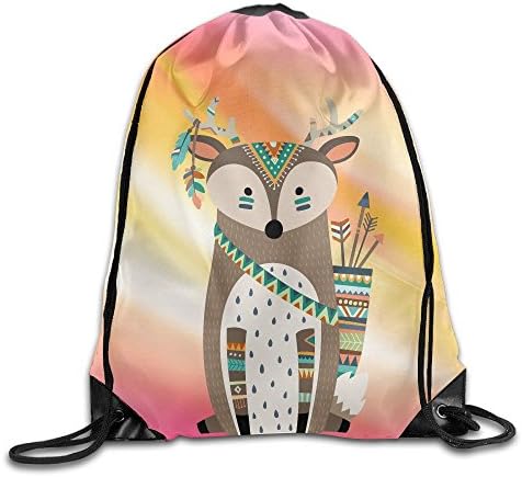 Woodland Tribal Animals Deer Unisex Outdoor Gym Sack Bag Sport Drawstring Backpack Bag