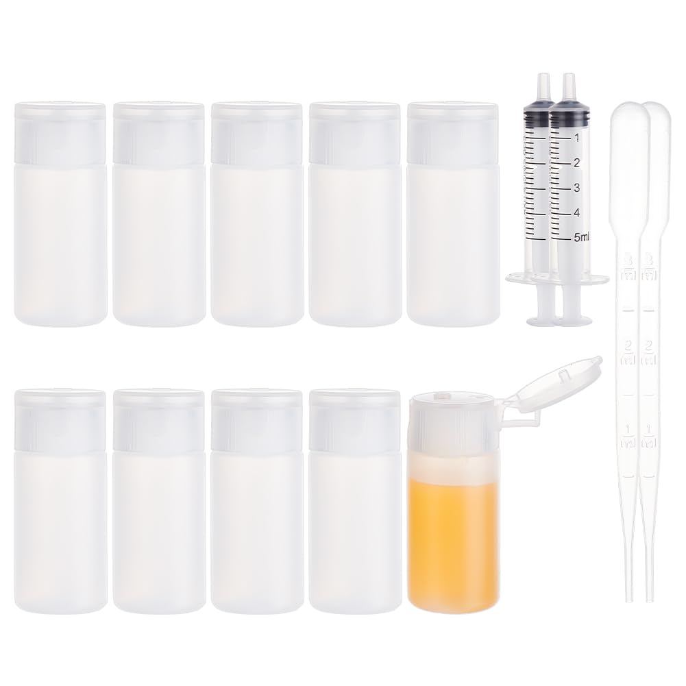 BENECREAT 10 Pack 30ml 1oz Small Plastic Flip Sample Bottle Empty Refillable Travel Bottles for Makeup Cosmetic Toiletries Product