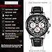 Watch Men Leather Luxury Brand Business Casual Date Chronograph Waterproof Sports Military Quartz Watches (Black red)