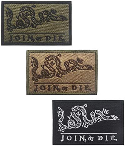 Join Or Die Tactical Embroidered Morale Applique Fastener Hook Loop Patches for Hats Caps Bags Jacket Coat 3 PCS