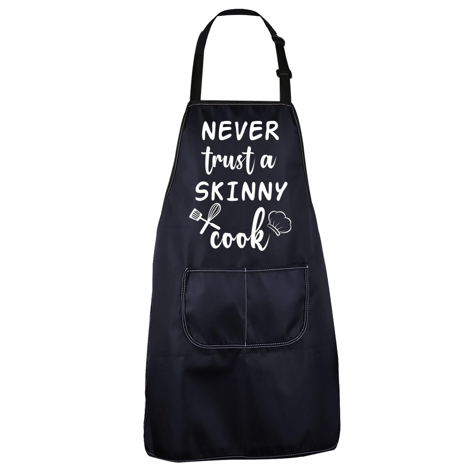 CENWA Chef Gift Skinny Cook Aprons with Pockets Never Trust A Skinny Cook Chef BBQ Cooking Adjustable Apron (Skinny Cook EU)