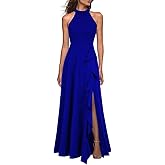 WOOSEA Women's High Neck Sexy Split Evening Cocktail Party Maxi Long Formal Dress