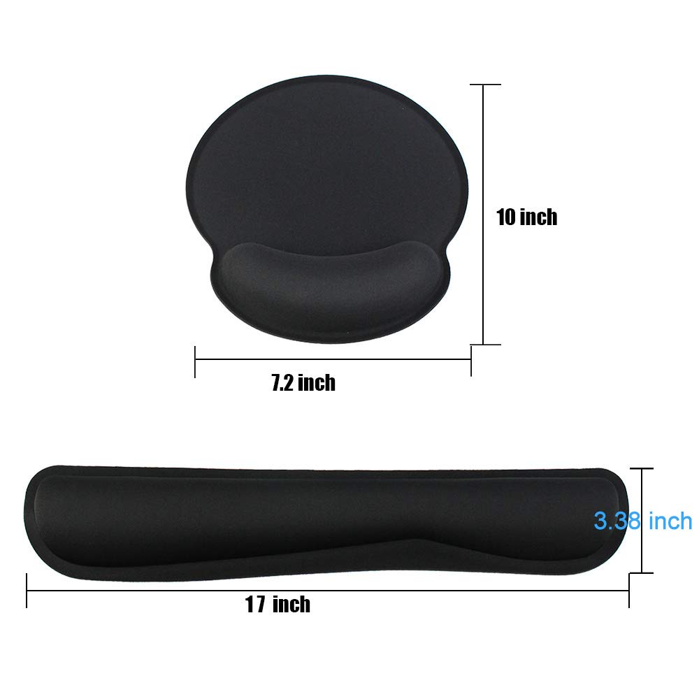 Poualss Keyboard Wrist Rest Pad Mouse Pad, Memory Foam, Rest Pads Sets for Comfortable Typing & Wrist Pain Relief, Anti-Slip Rubber Base
