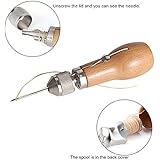 Professional Speedy Stitcher Sewing Awl Hand Stitcher Repair Tool Kit for Leather and Heavy Fabrics with 2pcs Needles, Additional Coil and Yarn/Threads