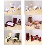 Melissa & Doug Deluxe Doll-House Furniture Bundle - Living Room Set, Kitchen, Bedroom, Bathroom, Nursery, and Dining Room
