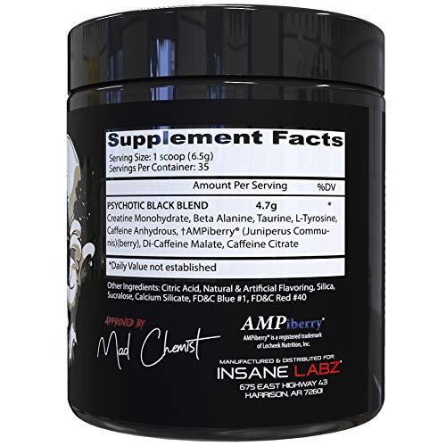 Insane Labz Psychotic Black Edition Mid Stimulant Pre Workout Powder