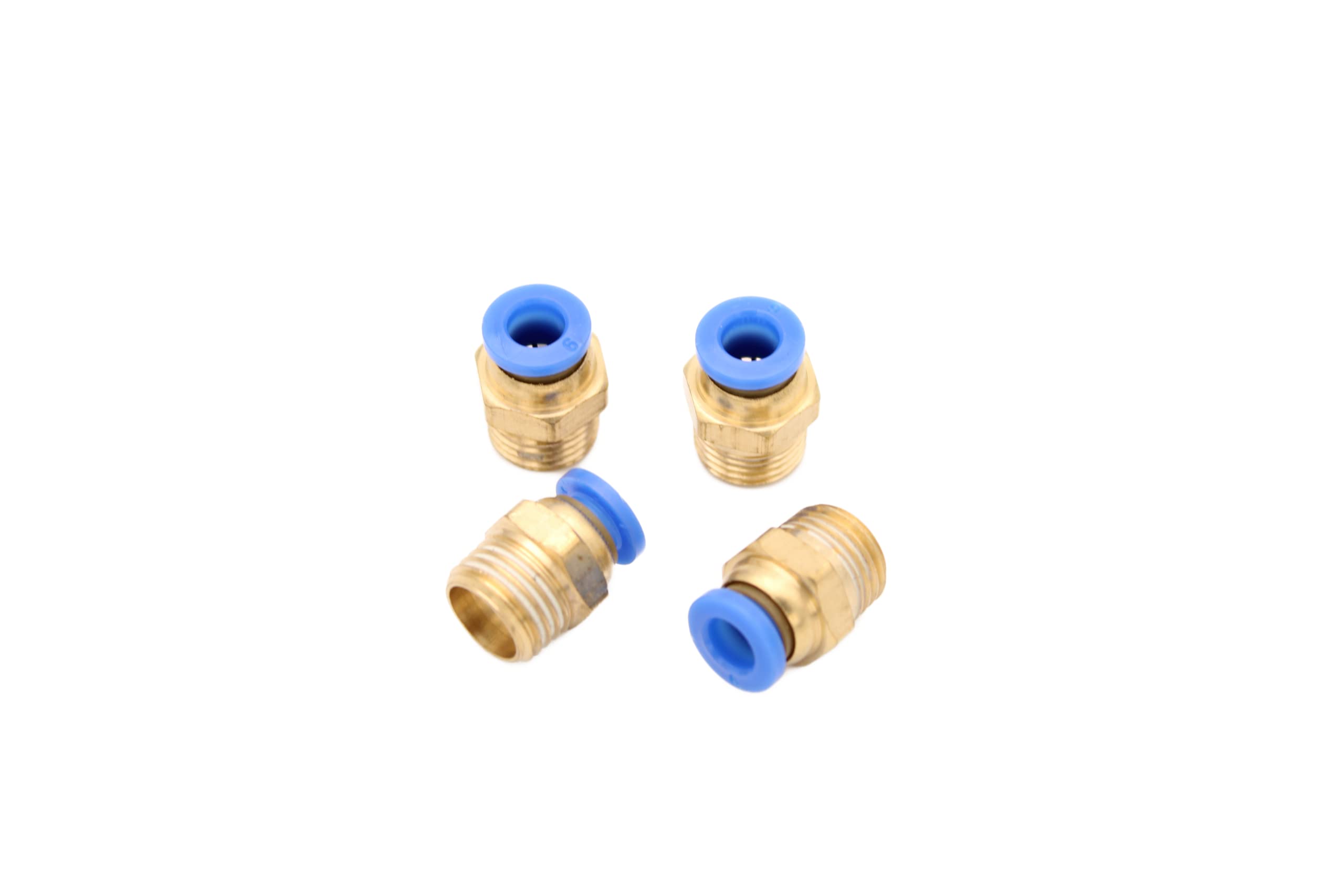 Pneumatic Push-In Quick Connect 1/4 Inch to 6 mm IQS, 4 Pieces Push-In Compressed Air Connection Plug Connection