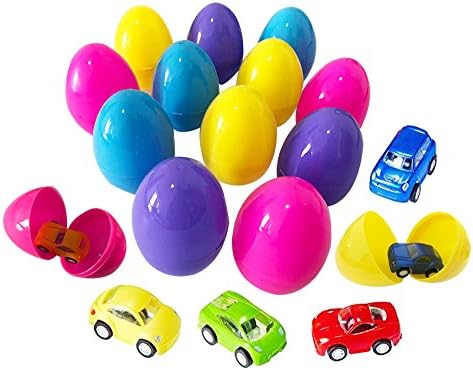 Easter Eggs Filled with Mini Pull Back Vehicles Toys for Kids Easter Egg Hunt Party Favors
