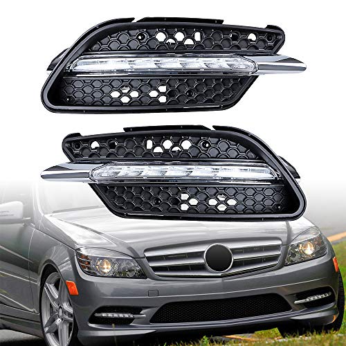 2PCS Front Bumper DRL LED Daytime Running Light Fog Lamp Compatible with Mercedes W204 Sport W204 AMG Sport C-Class 2008-2011