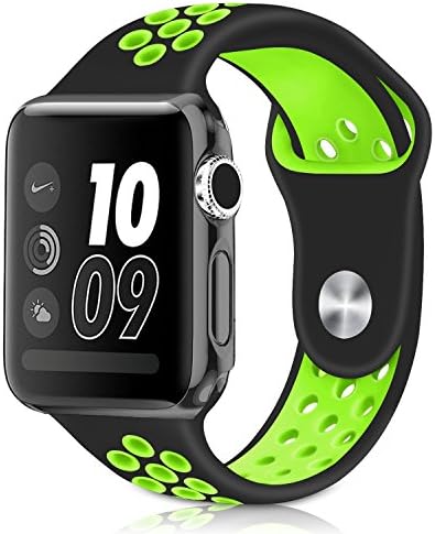 Casual Accessories Watch Band 42 mm Black Green - Sports Soft Silicone Replacement Band For iWatch Series 3 2 1, Nike + Sport Edition Strap M/L Size Casual Accessories Black Green