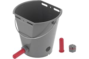 Torvex Milk Feeder Bucket, 8L Calf Nursing Pail with 2 Nipple Teats for Livestock Farm Bottle Feeding, Gray Feeding (for Catt