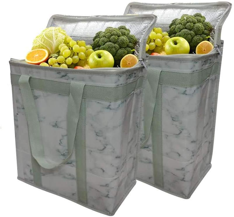2 Pack Insulated Cooler Bags, Reusable Grocery Bag, Food