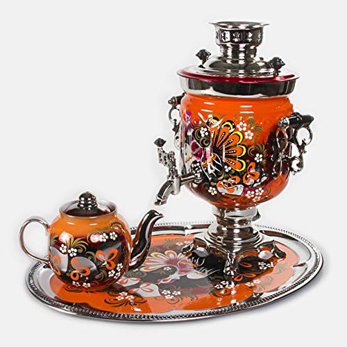 Electric Samovar Set 'Capercaillies' with Tray & Teapot. Tea Maker. Electric Kettle
