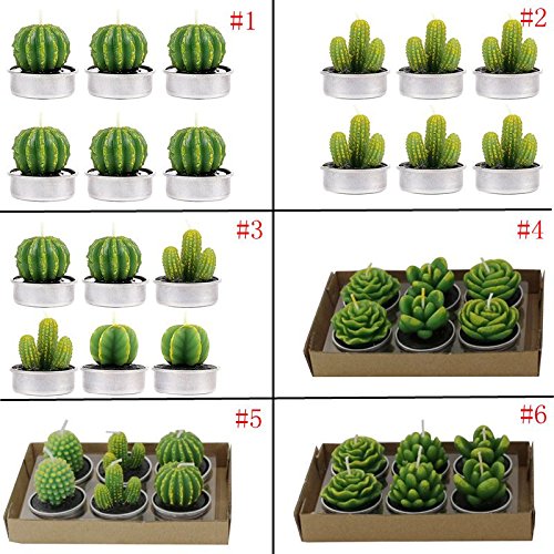 Cactus Tealight Candles, niceEshop(TM) 6pcs Creative Birthday Scented Candles Handmade Delicate Succulents Candles for Birthday/Party/Spa/Wedding/Home Decoration/Confession