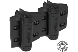 D&D Technologies TCHDRND1S3 TruClose Self Closing Round Post Gate Hinges, for Chain Link Gates up to 154 Pounds, for 1 3/8" and 1 5/8" Gate Diameters, for Round Gate Frame and Post, Black, 2 Count