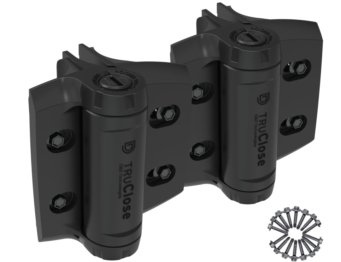 D&D Technologies TCHDRND1S3 Round Series 3 D&D TruClose Heavy Duty Hinges-for Different Diameter Posts, Black