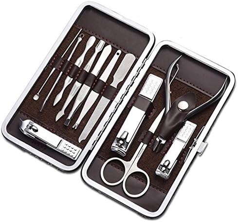Cater Manicure, Pedicure Kit, Nail Clippers Set of 12Pcs, Professional Grooming Kit, Nail Tools with Luxurious Travel Case