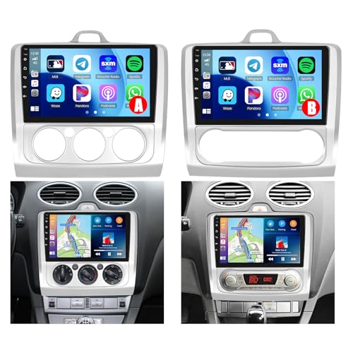 Hikity 4G 64G 8Cores Android 15 Car Radio for Ford Focus Mk2 Mk3 Exi MT 2 3 2004-2011 Carplay Wireless Android Auto 9'' Radio with GPS Bluetooth WiFi RDS DSP 3 Shared Screen SWC Backup Camera
