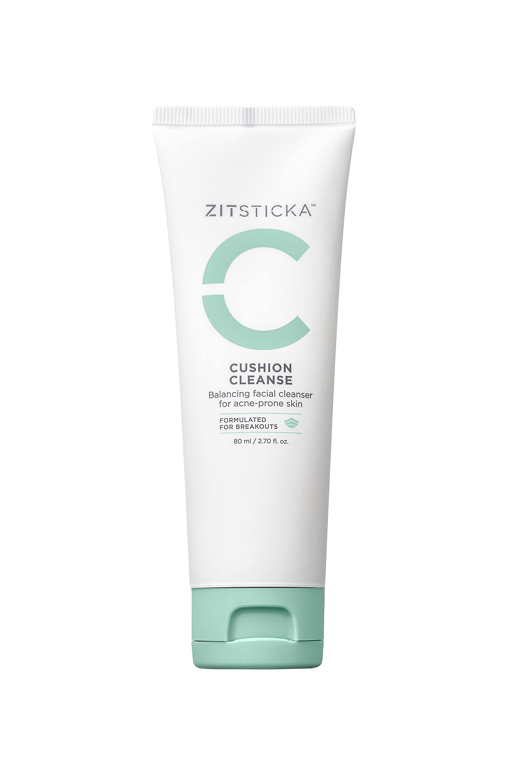 CUSHION CLEANSE by ZitSticka, Non-Stripping, Barrier-Boosting, Hydrating Facial Cleanser for Sensitive, Breakout-Prone Skin, 80ml (Pack of 1)