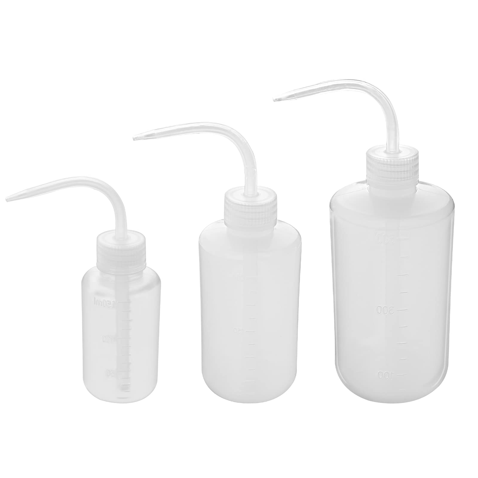 Happybase 3 Pack Wash Bottles, 150ml 250ml 500ml Safety Lab Wash Bottles, Plastic Squeeze Bottle Tattoo Bottle with Narrow Mouth and Scale Labels