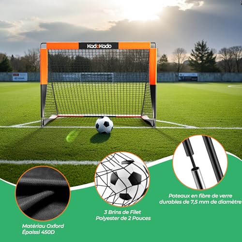 KadoKado Set of 2 Foldable and Portable Children's Football Goals, Outdoor Children's Football Goals with Carry Bag 120 x 90 x 90 cm Cages and Mini Goals, Ideal for the Garden
