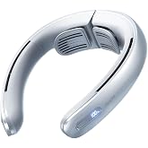 JISULIFE Neck Fan Pro Series - Upgraded 100-Speed Personal Wearable Fan | Equipped with Neck Brace, LED Display, 5000mAh Battery, Max 15H Runtime, Portable &amp; Travel-Ready, Gifts for Women Men(Grey)