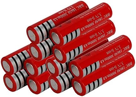 DITOP® 12Pcs 18650 3.7V 3000mAh Rechargeable Low Self-discharge Li-ion Battery (Button Top) for Cree LED Flashlight Headlight Headlamp Search light lamp Bike light etc, Red
