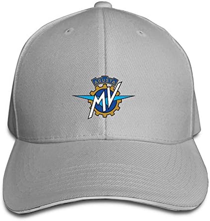 101dog MV Agusta Logo Unisex Adjustable Sandwich Peaked Hat &amp; Cap Ash