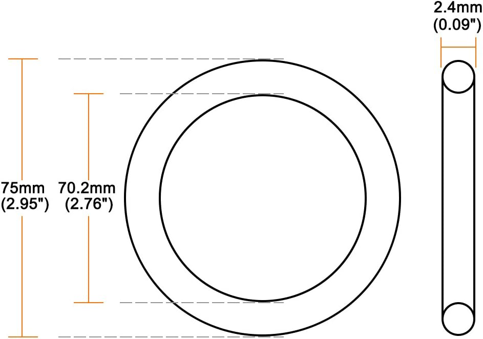 sourcingmap Silicone O-Ring, 75mm OD, 70.2mm ID, 2.4mm Width, VMQ Seal Rings Gasket, Red, 70.2mmx75mmx2.4mm - Image 3