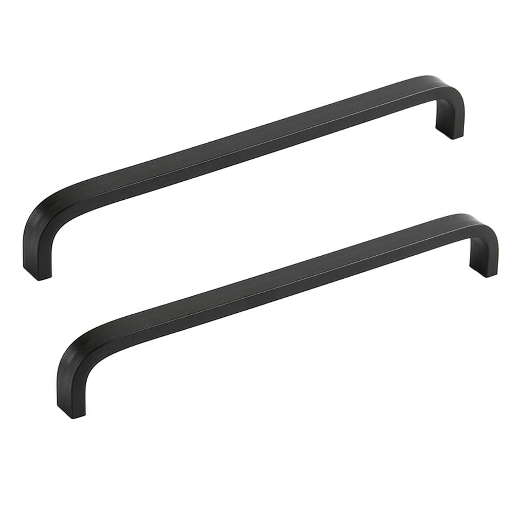 ANSIEDIO 2pcs Black Aluminum Alloy Cabinet Cupboard Closet Wardrobe Door Drawer Knobs Pull Handles (192mm)