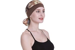 FOCUSCARE Elegant Chemo Cap with Silky Scarfs for Cancer Women Hair Loss Sleep Beanie